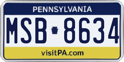 PA license plate MSB8634