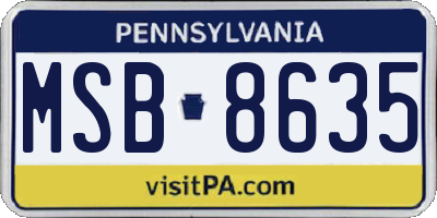 PA license plate MSB8635