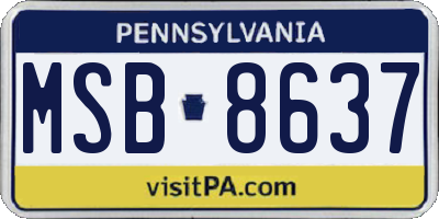 PA license plate MSB8637