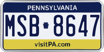 PA license plate MSB8647