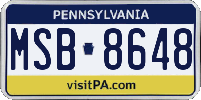 PA license plate MSB8648