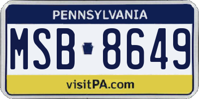 PA license plate MSB8649