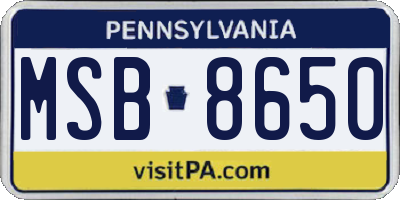 PA license plate MSB8650