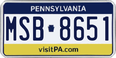 PA license plate MSB8651