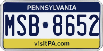 PA license plate MSB8652