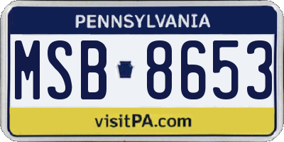 PA license plate MSB8653