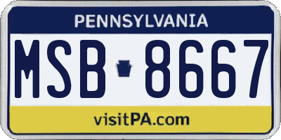 PA license plate MSB8667