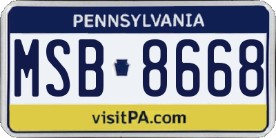 PA license plate MSB8668