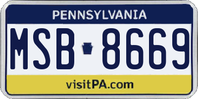 PA license plate MSB8669