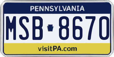 PA license plate MSB8670