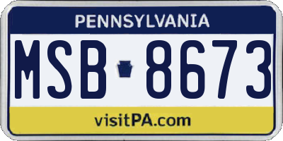 PA license plate MSB8673