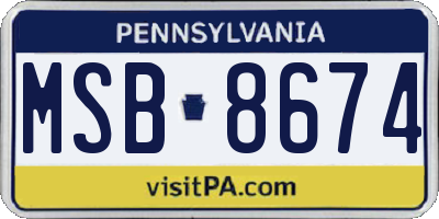 PA license plate MSB8674
