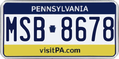 PA license plate MSB8678