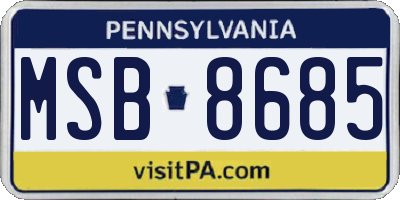 PA license plate MSB8685