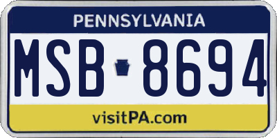 PA license plate MSB8694