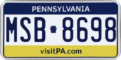 PA license plate MSB8698
