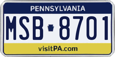 PA license plate MSB8701