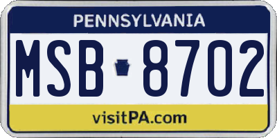 PA license plate MSB8702