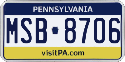 PA license plate MSB8706