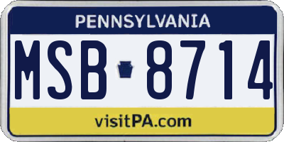 PA license plate MSB8714
