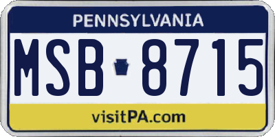 PA license plate MSB8715