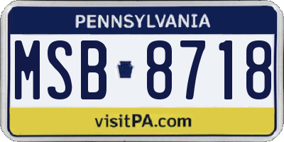 PA license plate MSB8718