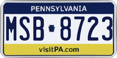 PA license plate MSB8723