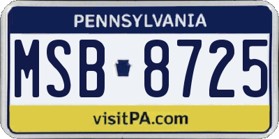 PA license plate MSB8725