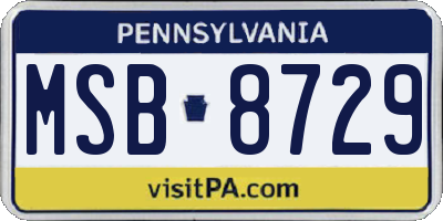 PA license plate MSB8729