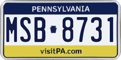 PA license plate MSB8731