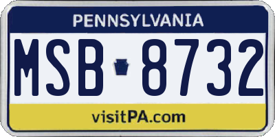 PA license plate MSB8732