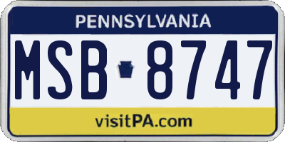 PA license plate MSB8747