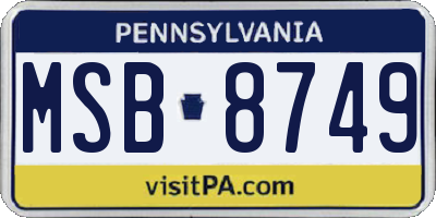 PA license plate MSB8749