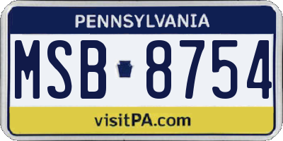 PA license plate MSB8754