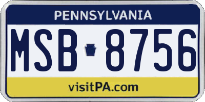 PA license plate MSB8756