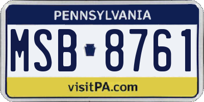 PA license plate MSB8761