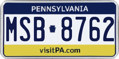 PA license plate MSB8762