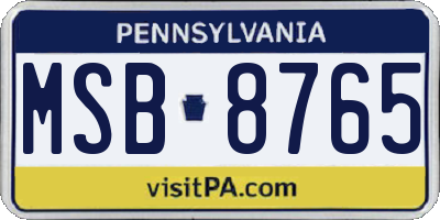 PA license plate MSB8765