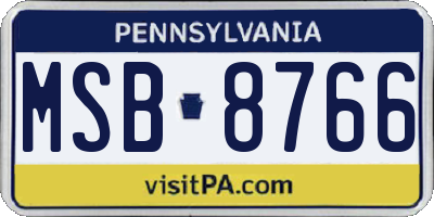 PA license plate MSB8766