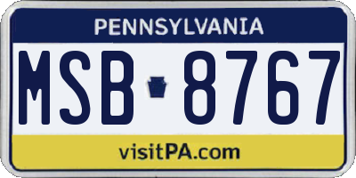 PA license plate MSB8767