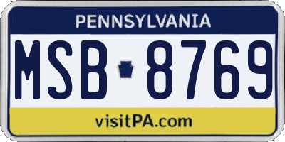 PA license plate MSB8769