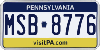 PA license plate MSB8776