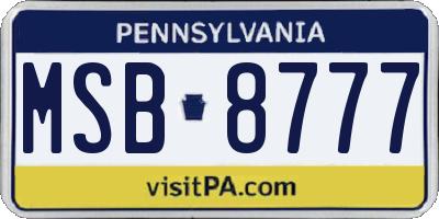 PA license plate MSB8777