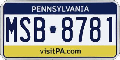 PA license plate MSB8781
