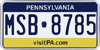 PA license plate MSB8785