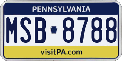PA license plate MSB8788