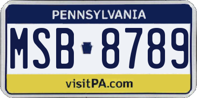 PA license plate MSB8789