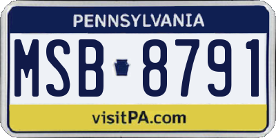 PA license plate MSB8791