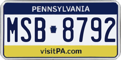 PA license plate MSB8792