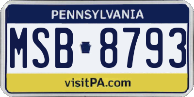 PA license plate MSB8793